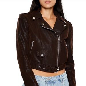 Faux leather moto jacket